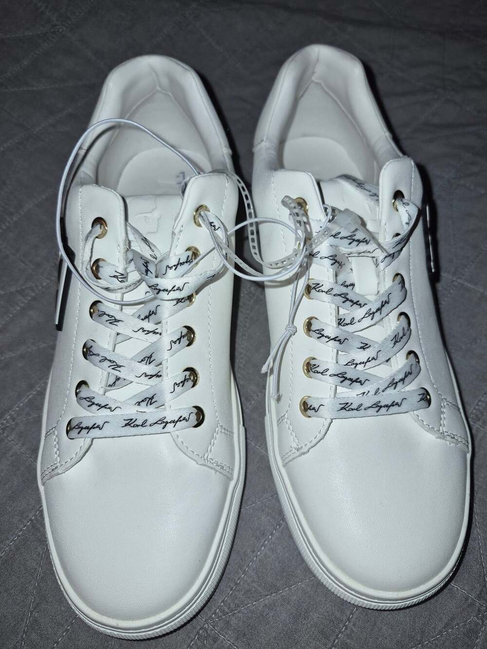 Karl Lagerfeld Paris Women's White Logo-Lace Sneakers